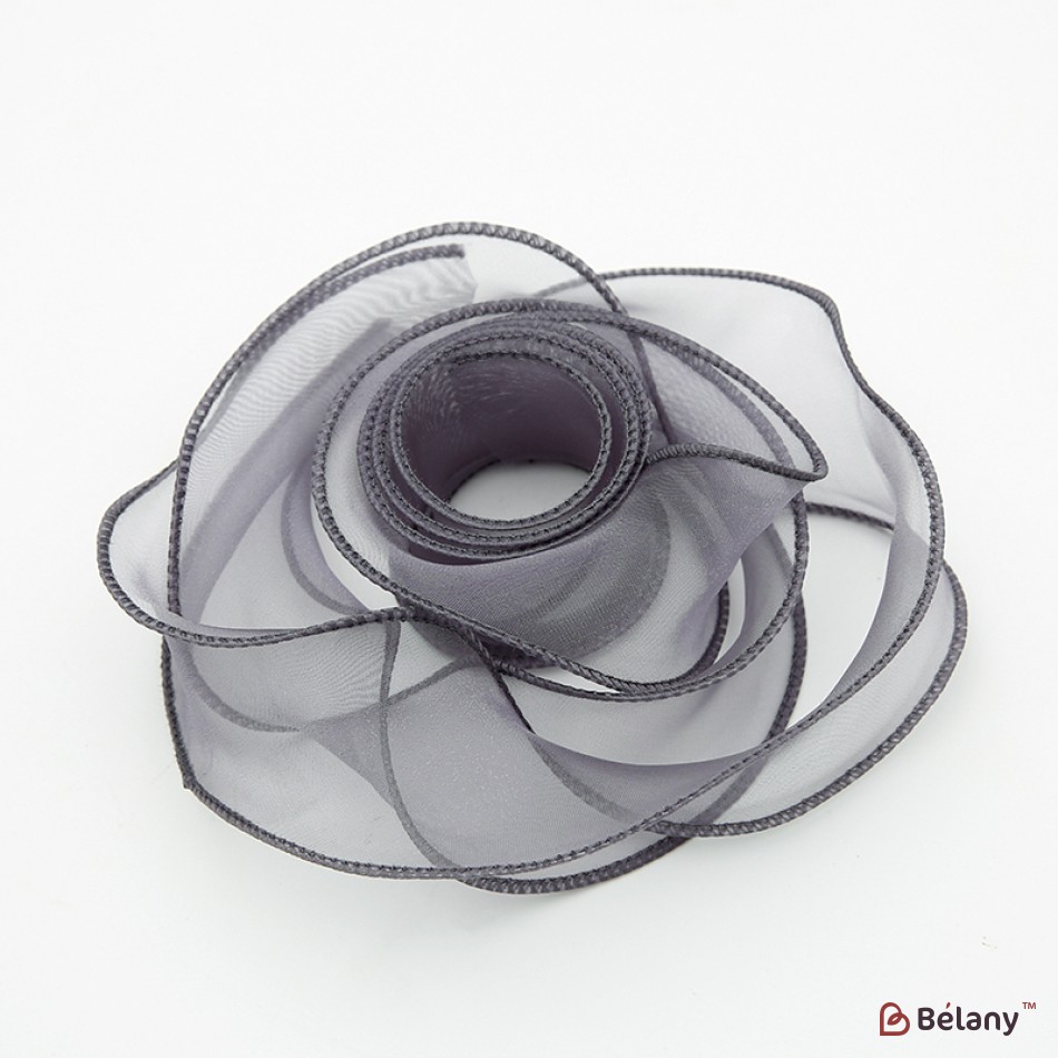 "Premium" organza ribbon, Metal gray, 4cm / 9.14m #121
