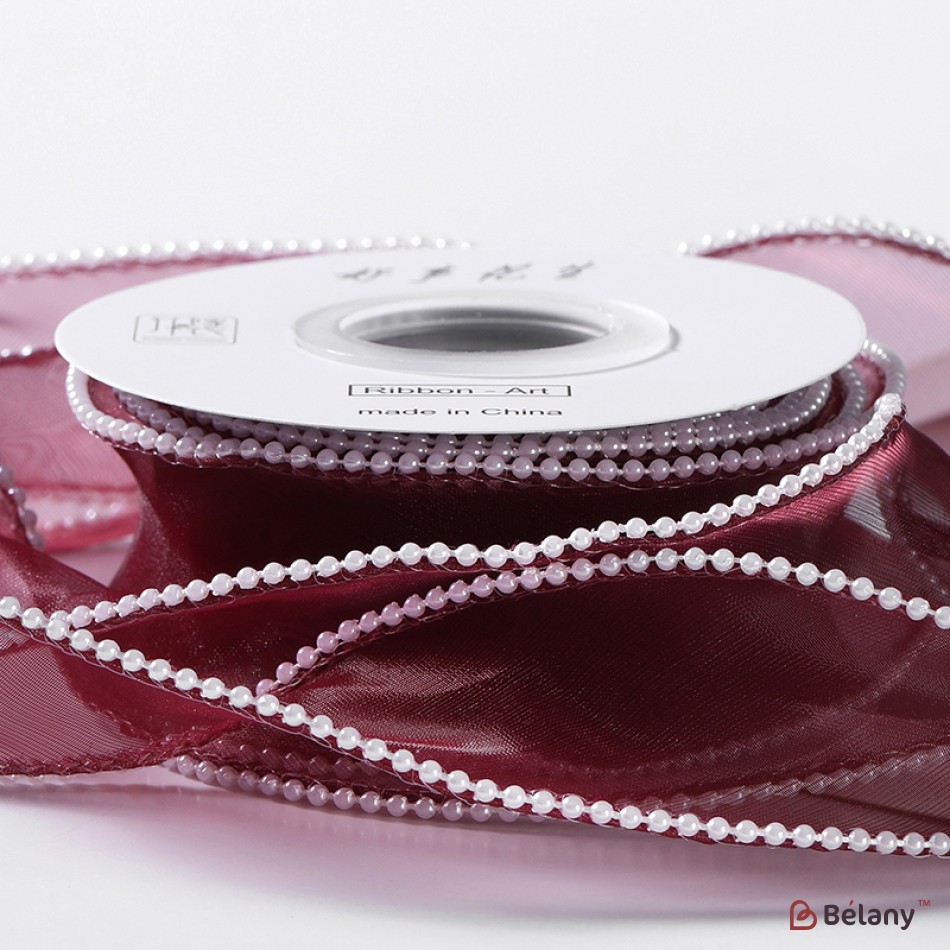 Organza ribbon "Pearl", red, 4cm / 4.57m #011