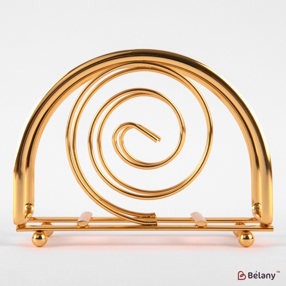 "Whirl" napkin holder, gold, 9x13