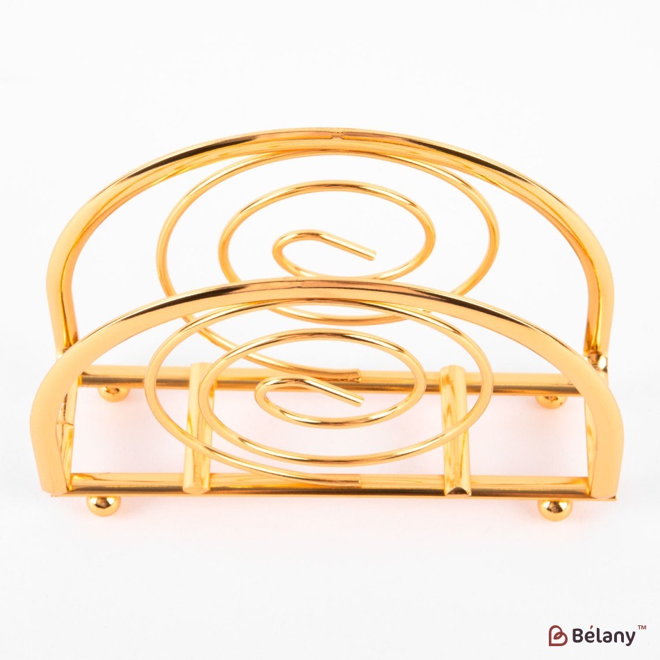 "Whirl" napkin holder, gold, 9x13 | 3