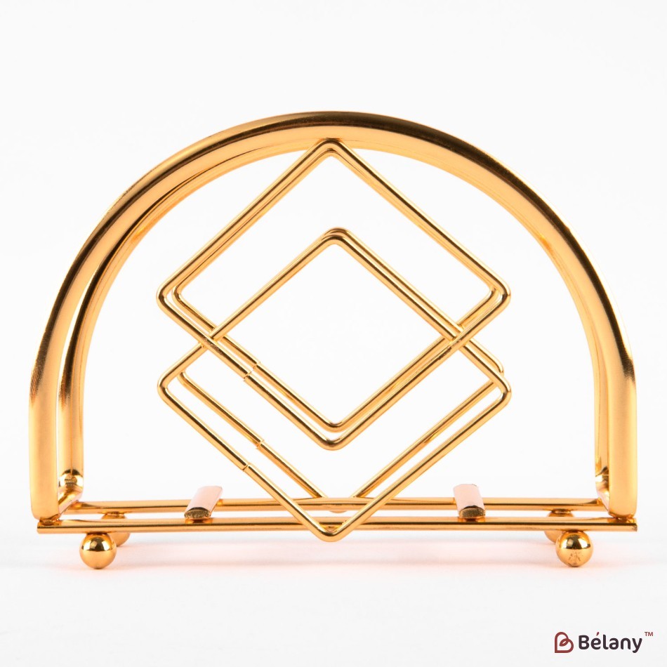 "Square" napkin holder, gold, 9x13