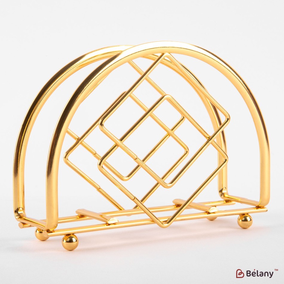 "Square" napkin holder, gold, 9x13 | 2
