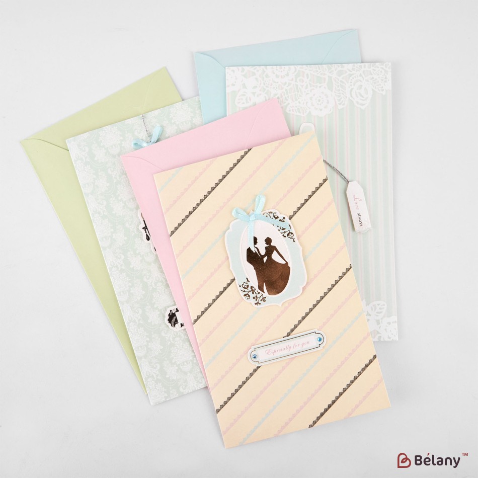 Gift cards with envelope, 15 pcs, 3 models, 21x13cm | 2