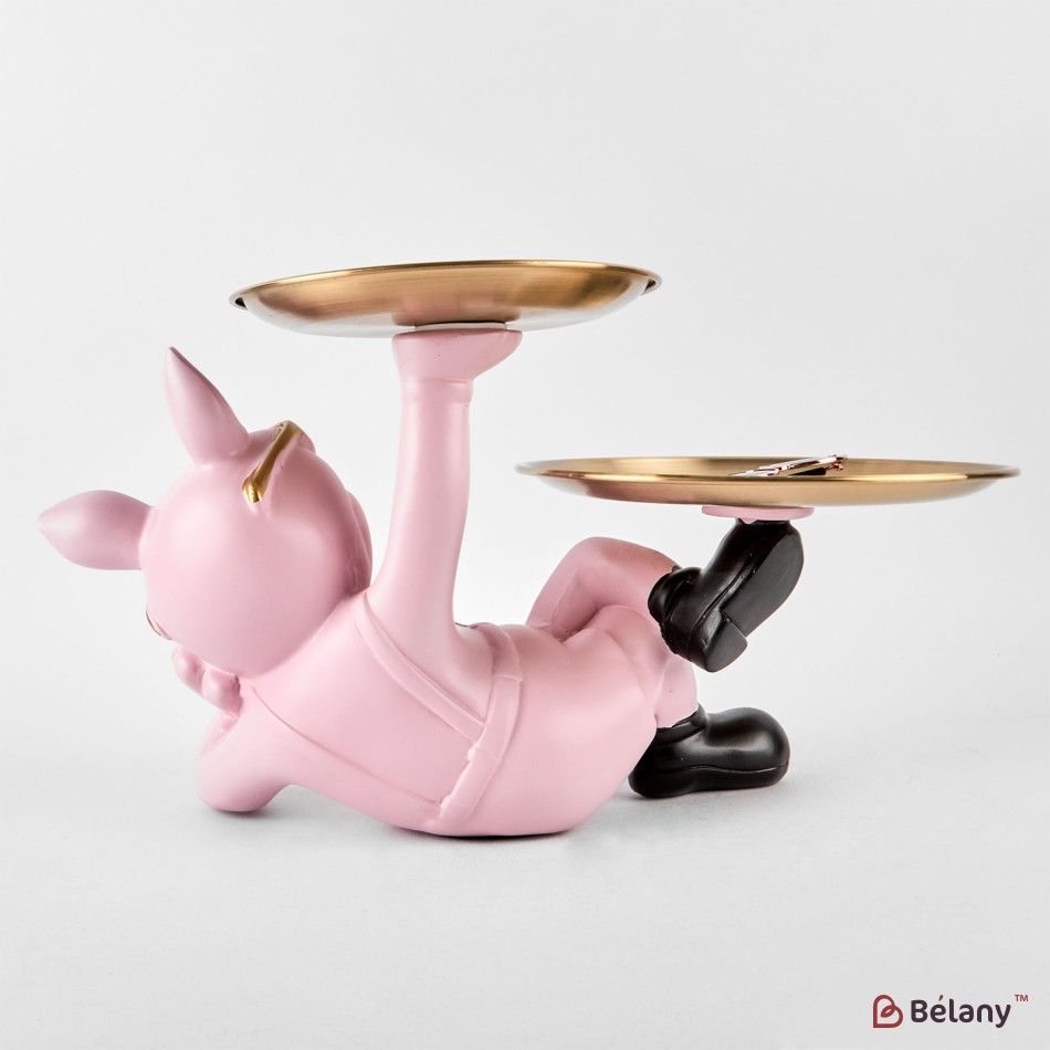 Pink bulldog with a plate for small objects "Bulldog #4" 20/27cm | 4