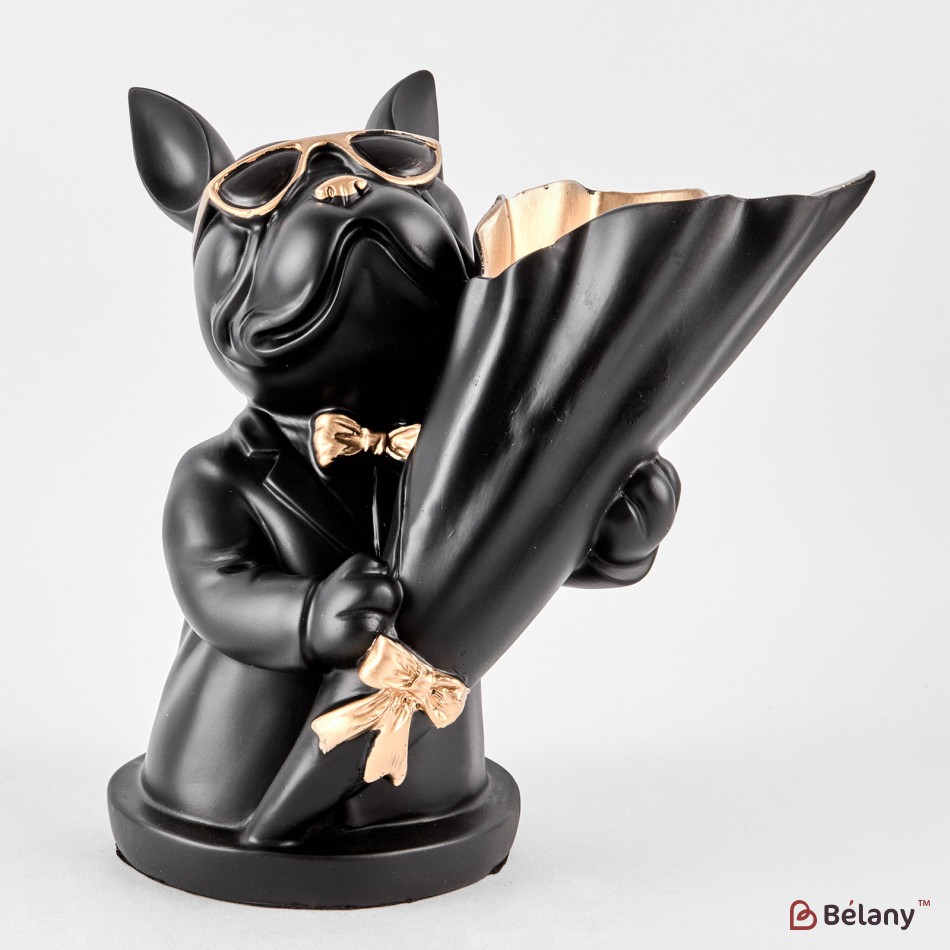 Bulldog with a small vase "Bulldog #54" 21/20cm