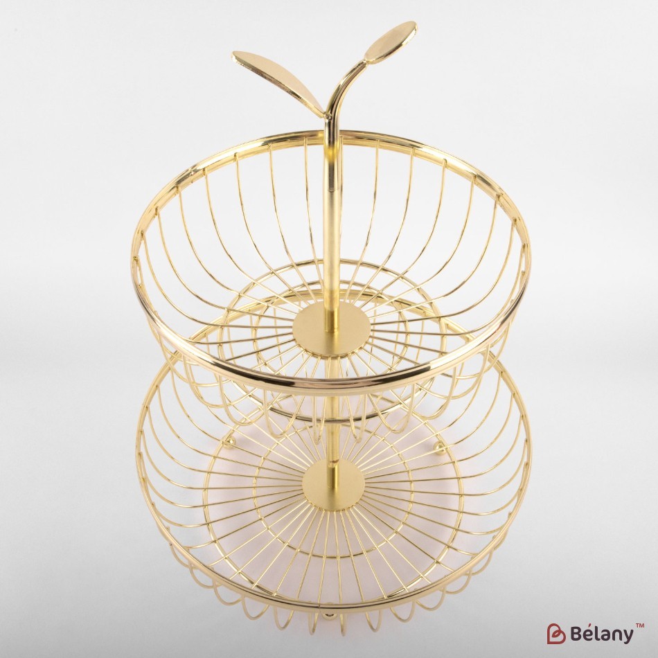 Two-level fruit stand, gold, 38x29 | 2