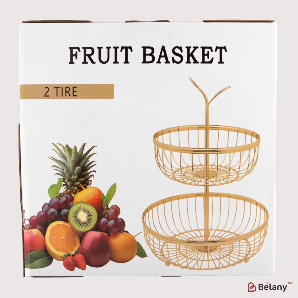 Two-level fruit stand, gold, 38x29 | 3
