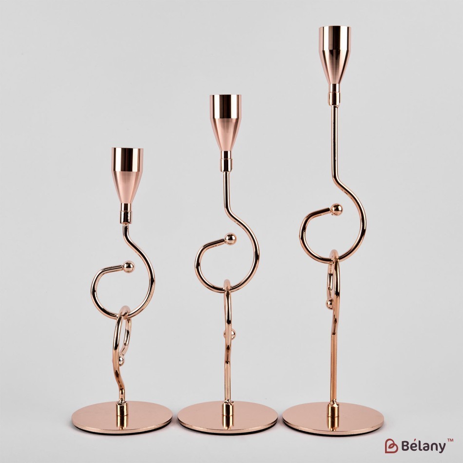 Set of 3 candlesticks "Chain" 30/25/21 gold