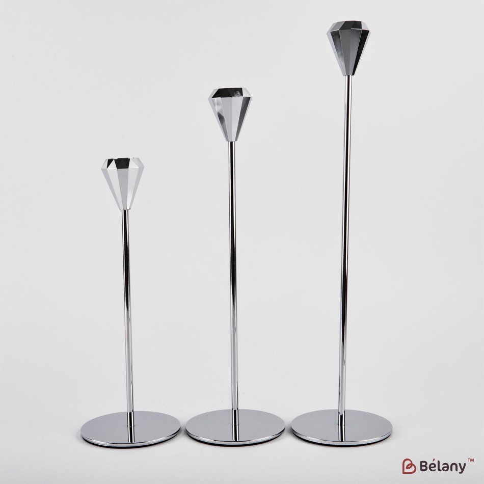 Set of 3 candlesticks "Ruby" 31/26/21 silver