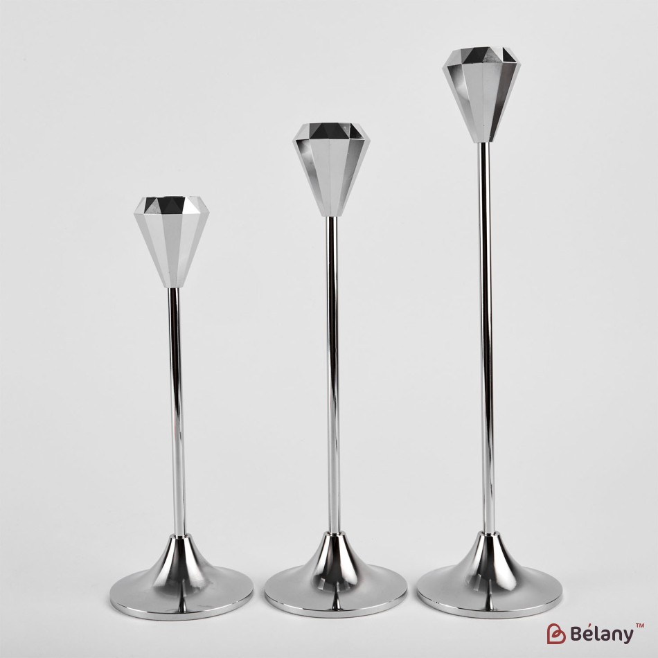Set of 3 candlesticks "Ruby S" 24/21/19 silver