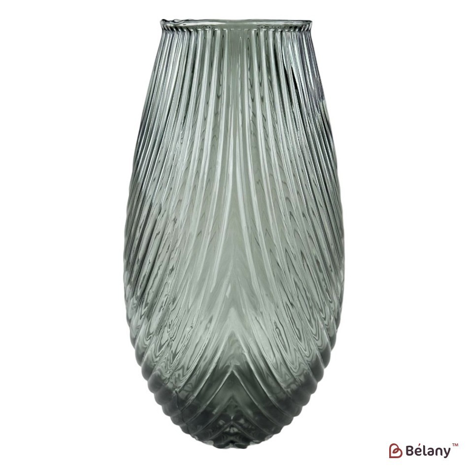 Vaza de sticla "Leaf M" gri