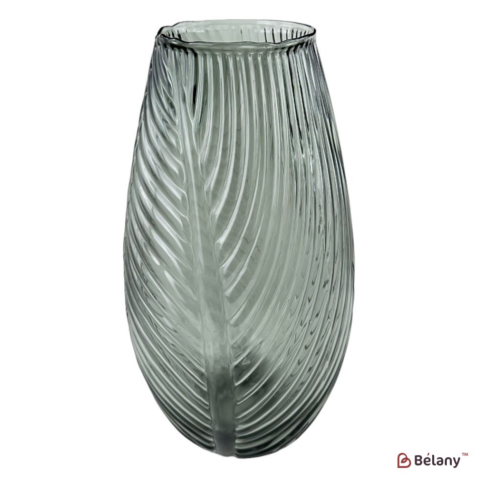 Vaza de sticla "Leaf M" gri | 2