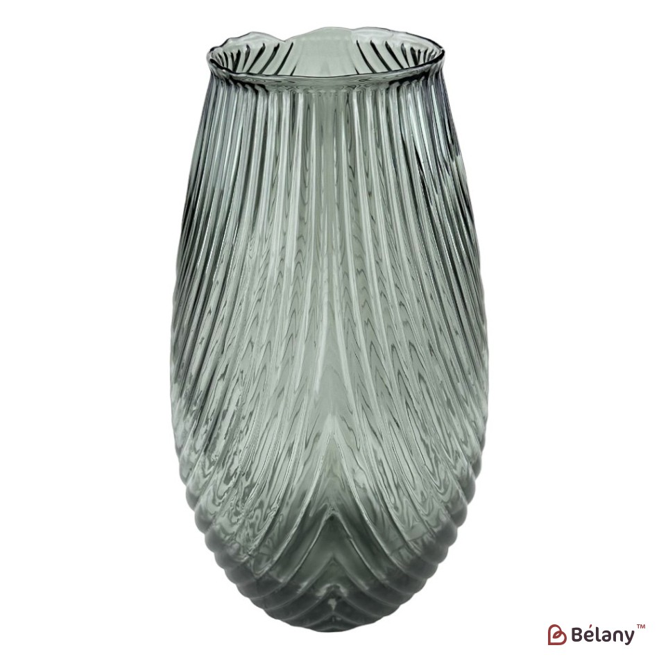 Vaza de sticla "Leaf M" gri | 3