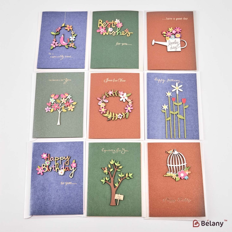 Gift cards with envelope, 18 pcs, 9 models, 14x10cm