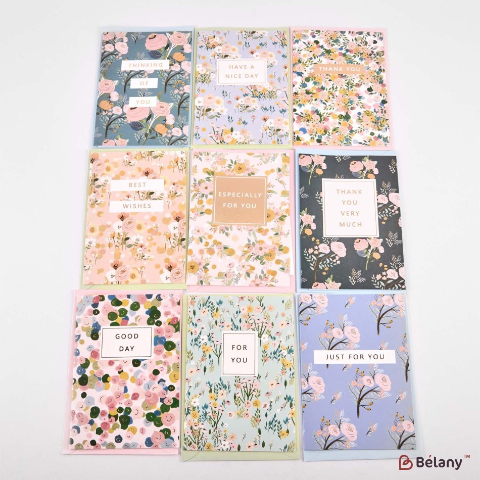 Gift cards with envelope, 18 pcs, 9 models, 14.5x10.5cm