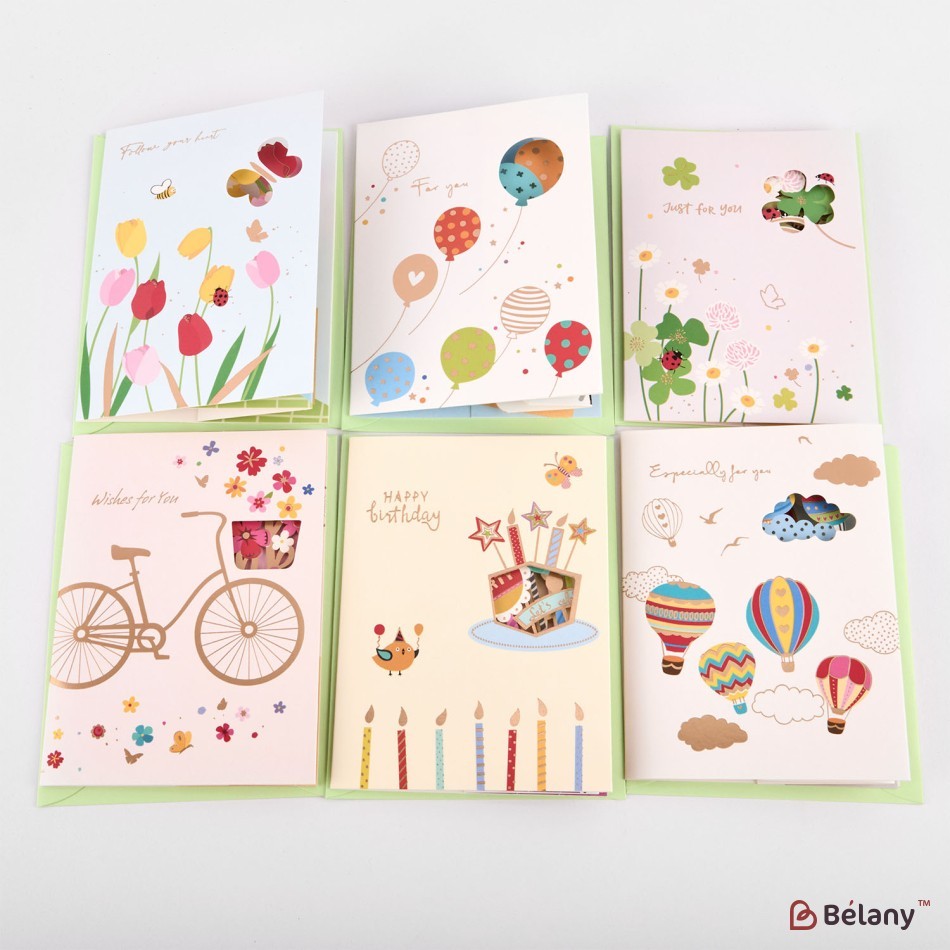 3D Gift cards with envelope, 16 pcs, 8 models, 15x11cm