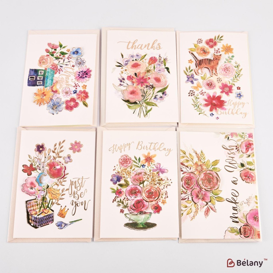 3D Gift cards with envelope, 12 pcs, 6 models, 14x10cm