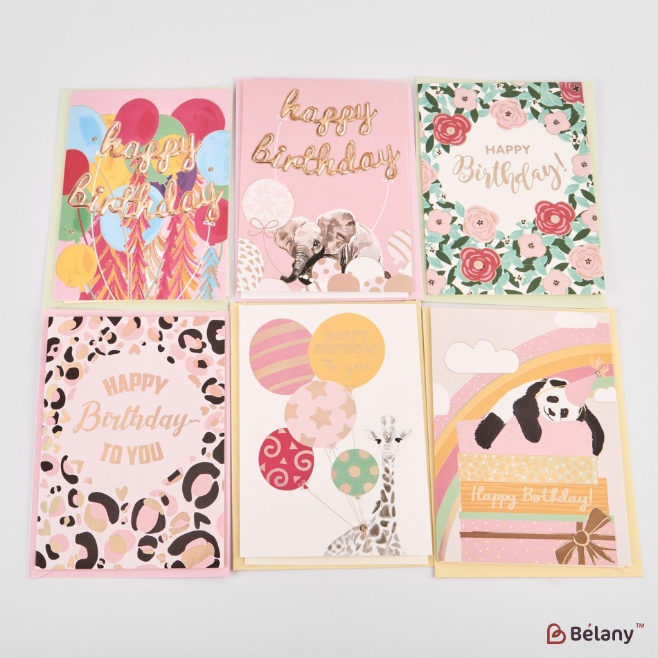 Gift cards with envelope, 16 pcs, 8 models, 15x12cm