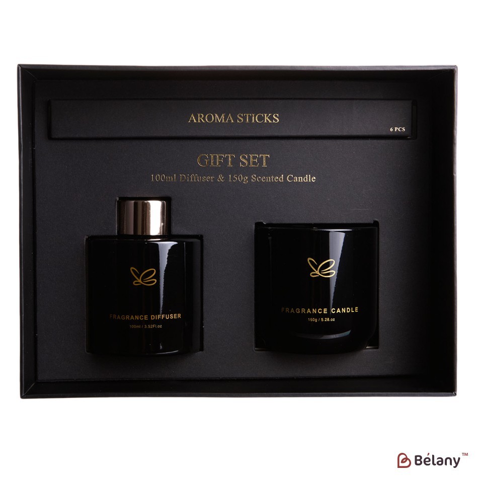 "Golden" amber allure aroma diffuser and aroma candle set