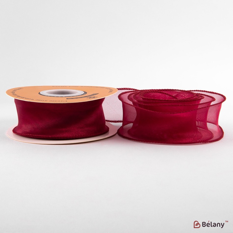 Panglică din organza "Uni", rosu,  4cm / 9,11m #27 | 3