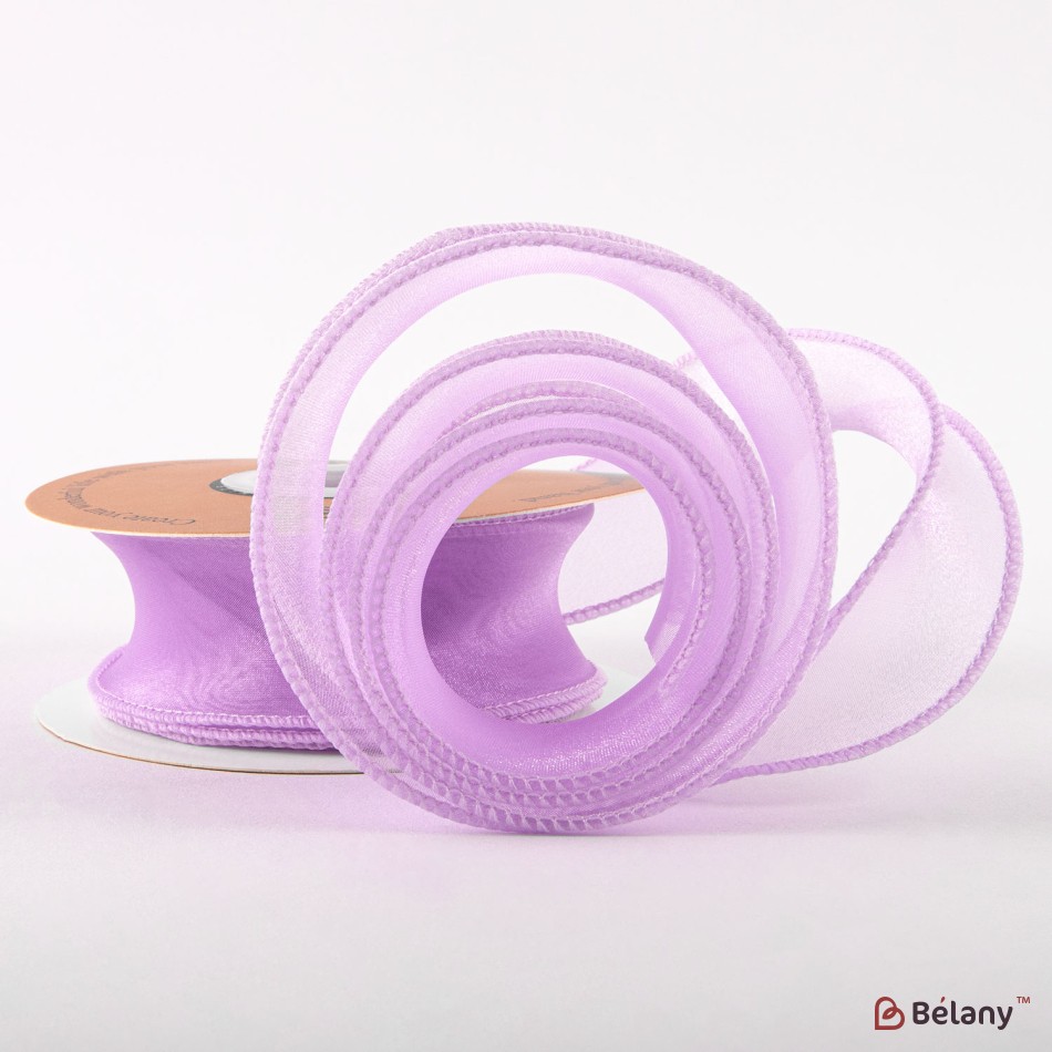 Panglică din organza "Uni", liliac,  4cm / 9,11m #17