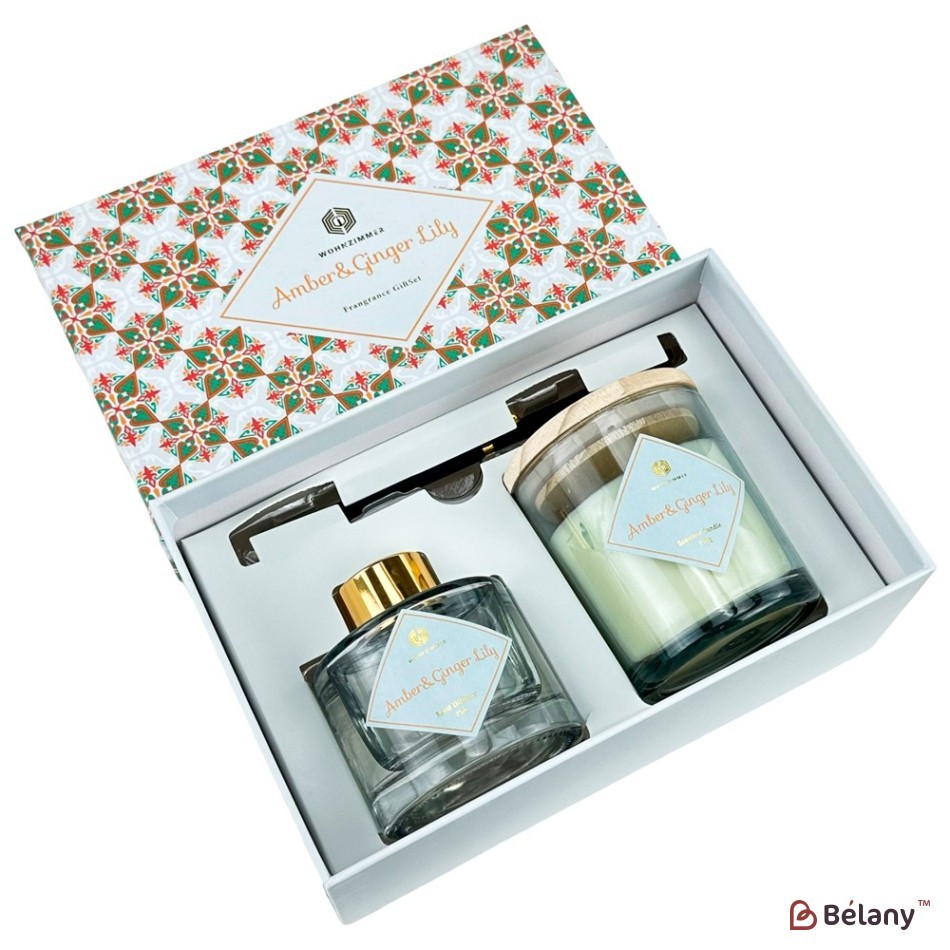 Scented candle and aroma diffuser "Radiant" lily amber ginger