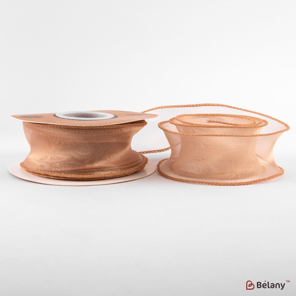 Panglică din organza "Uni", bronz,  4cm / 9,11m #74 | 2