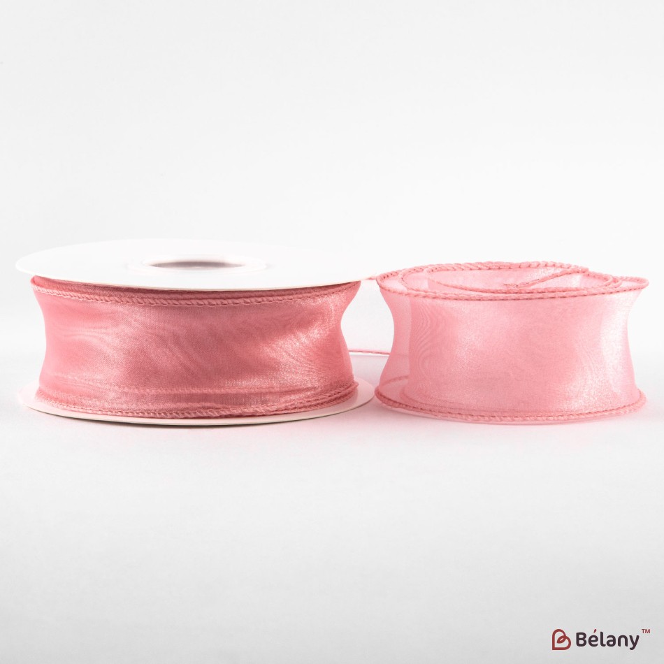 Panglică din organza "Uni", roz,  4cm / 9,11m #96 | 2