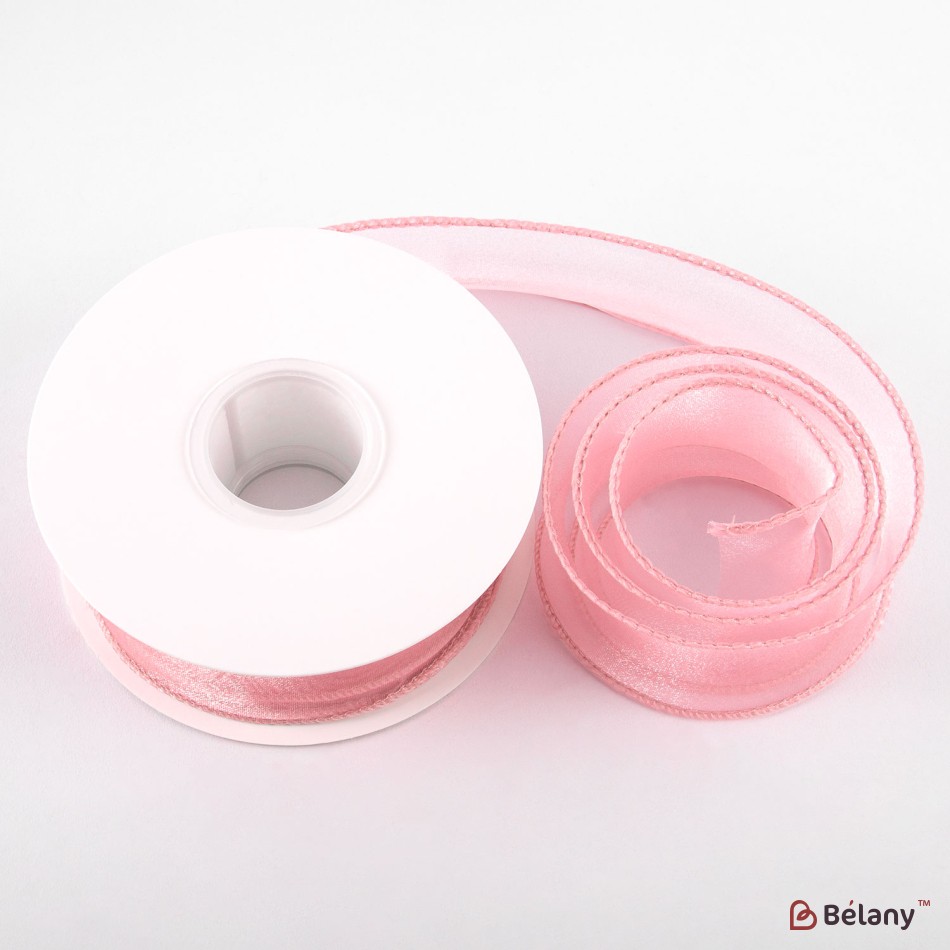 Panglică din organza "Uni", roz,  4cm / 9,11m #96 | 3