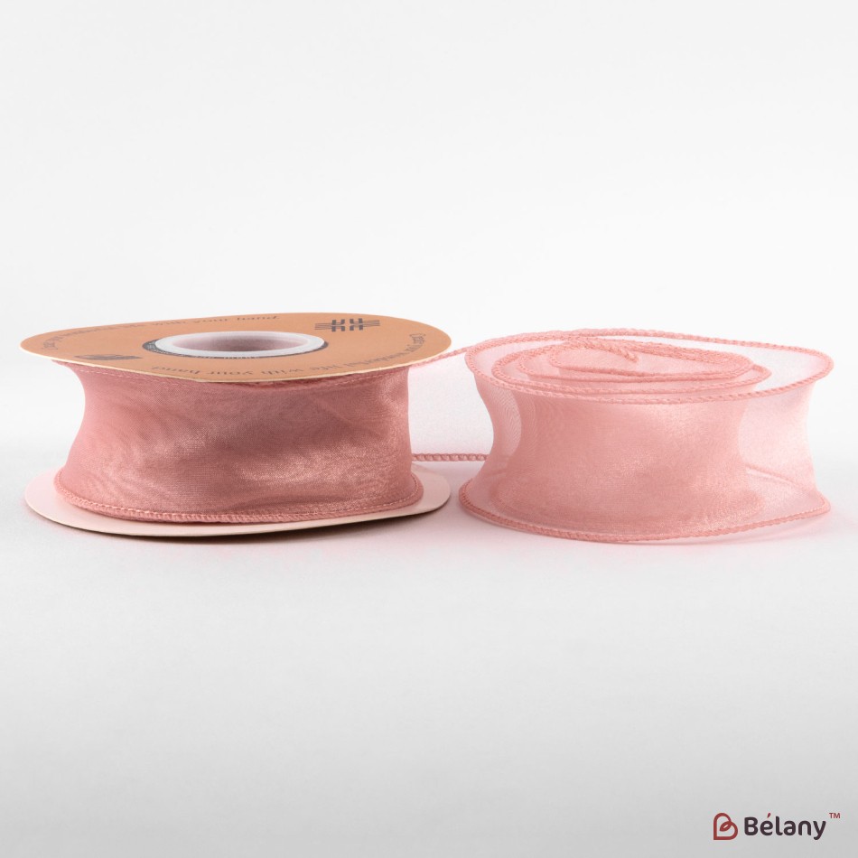 Panglică din organza "Uni", roz,  4cm / 9,11m #97 | 2