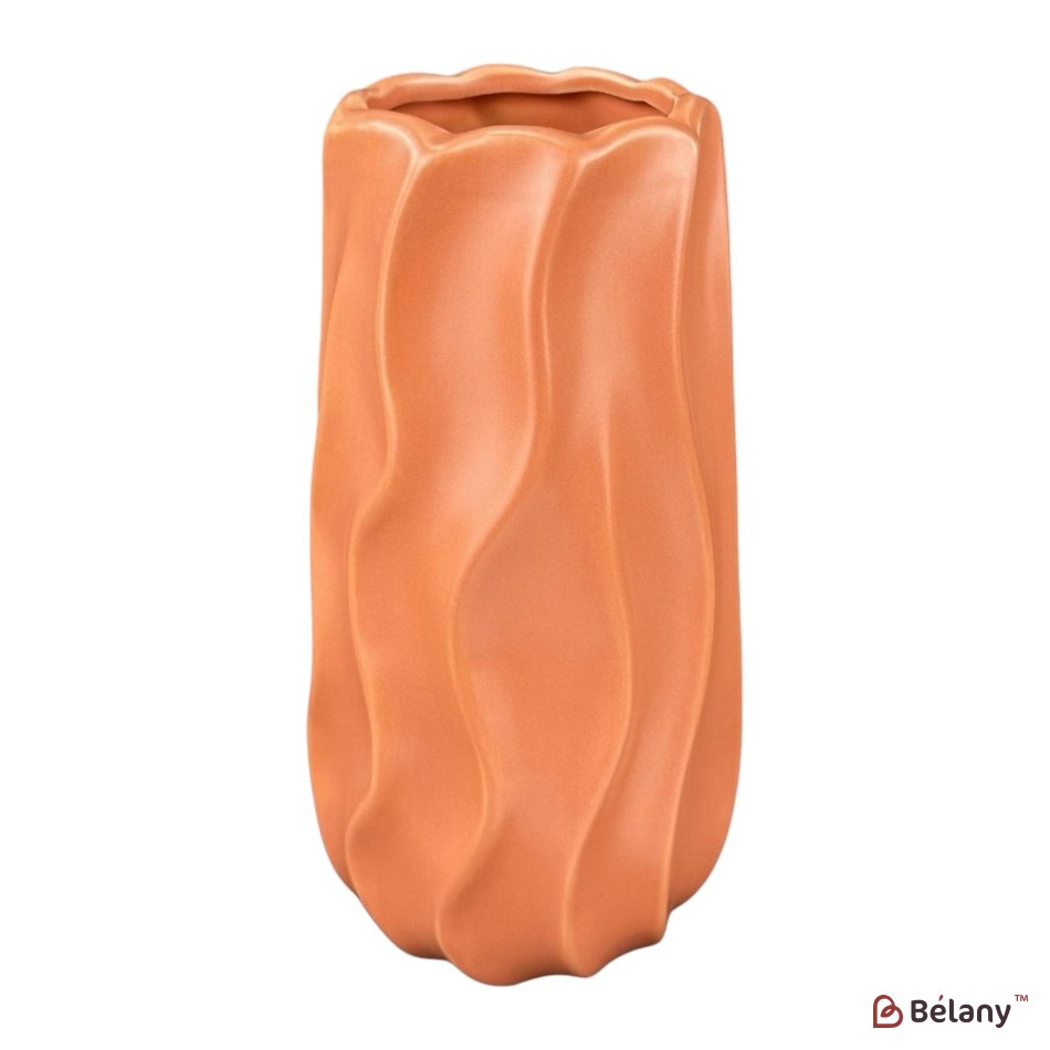 Vaza din ceramica "Val" portocalie