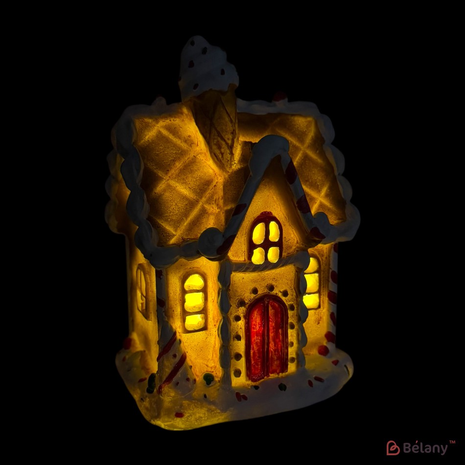 Set de două figurine de Crăciun „Căsuța dulce”, strălucitoare, 13/9/7,lumină, baterie mini | 6