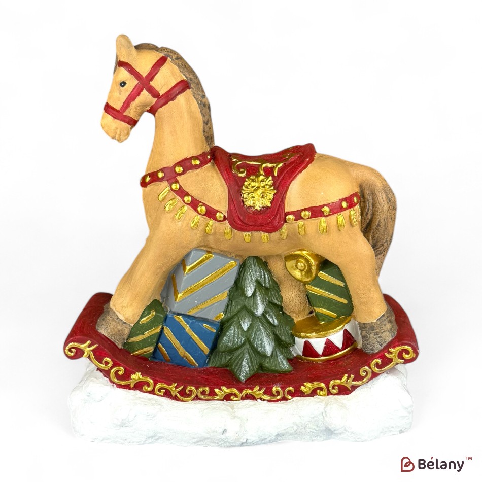 Figurina de Crăciun „Cal balansoar”, 37/11/32 lumină,3 buc. baterii AA