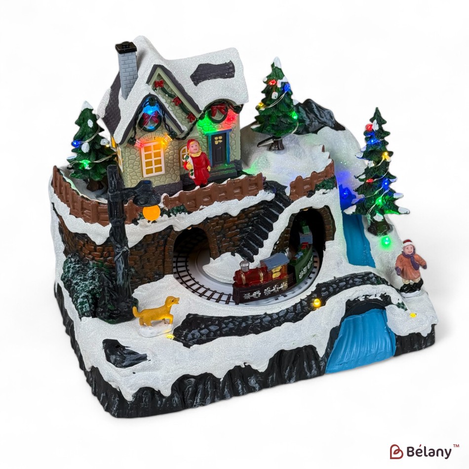 Figura interactivă „Christmas Town” 3xAA, USB, 8 melodii