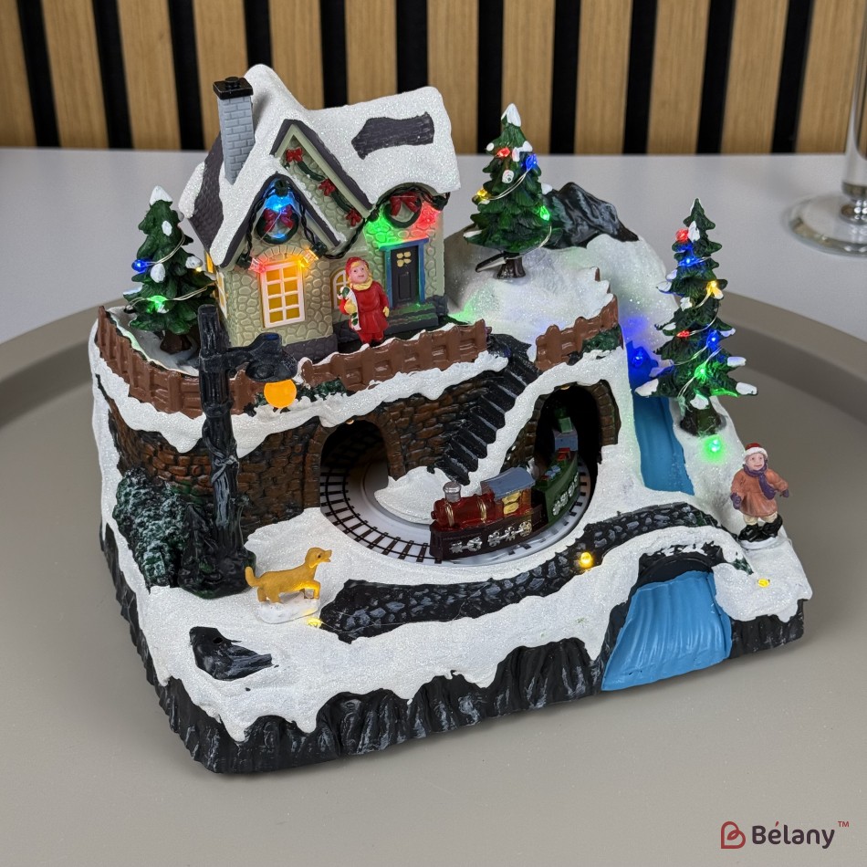 Figura interactivă „Christmas Town” 3xAA, USB, 8 melodii | 2
