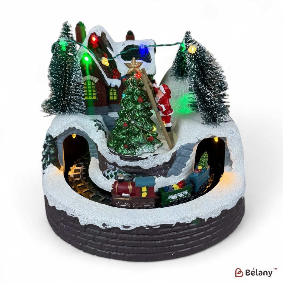 Figurină interactivă „Christmas Town #2” 3xAA, USB, 8 melodii