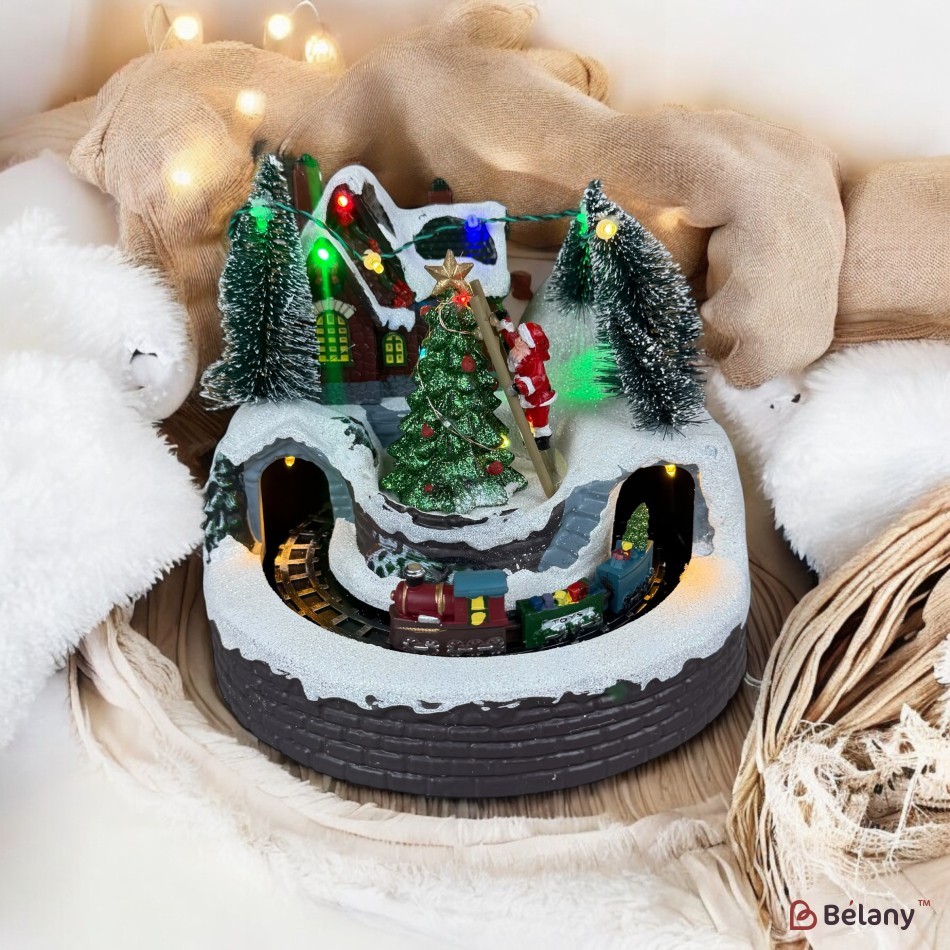 Figurină interactivă „Christmas Town #2” 3xAA, USB, 8 melodii | 2