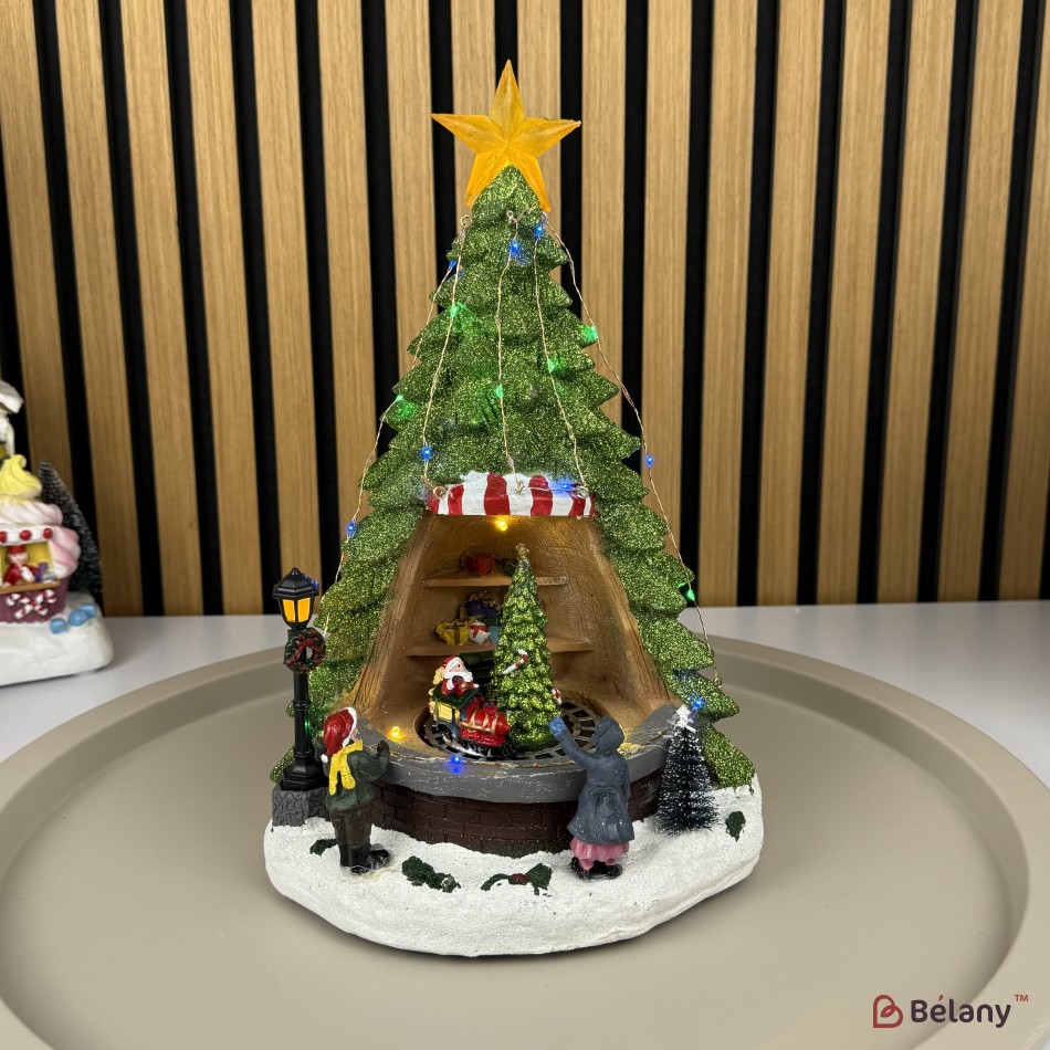 Figura interactivă „Christmas Town #7” 3xAA, USB, 8 melodii | 3