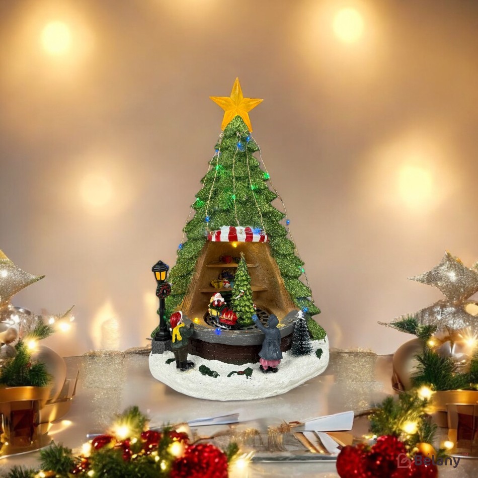 Figura interactivă „Christmas Town #7” 3xAA, USB, 8 melodii | 2