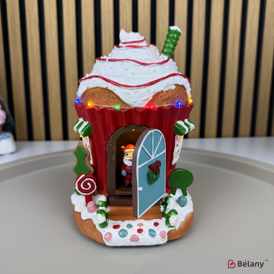 Figurină interactivă „Christmas Town #9” 3xAA, USB, 8 melodii | 2
