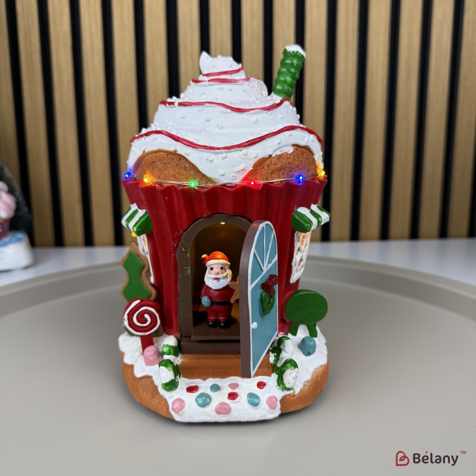 Figurină interactivă „Christmas Town #9” 3xAA, USB, 8 melodii | 3