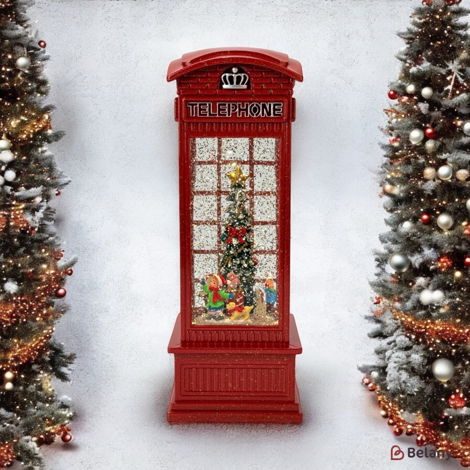 Figurină interactivă „Cabină telefonică #2” căderea zăpezii | 2