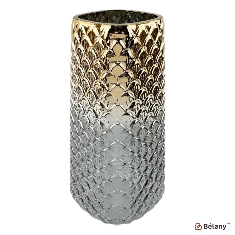 Vaza de sticla "Scales L" mat cu aur | 2