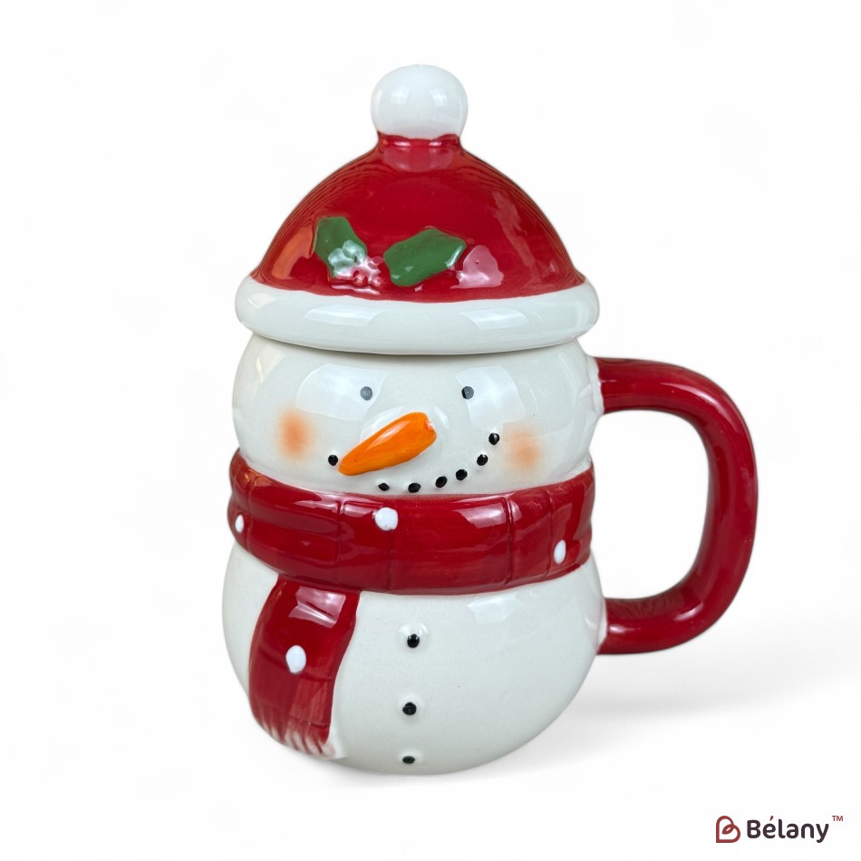 Cană de Revelion cu capac „Super”, om de zăpadă 9/13