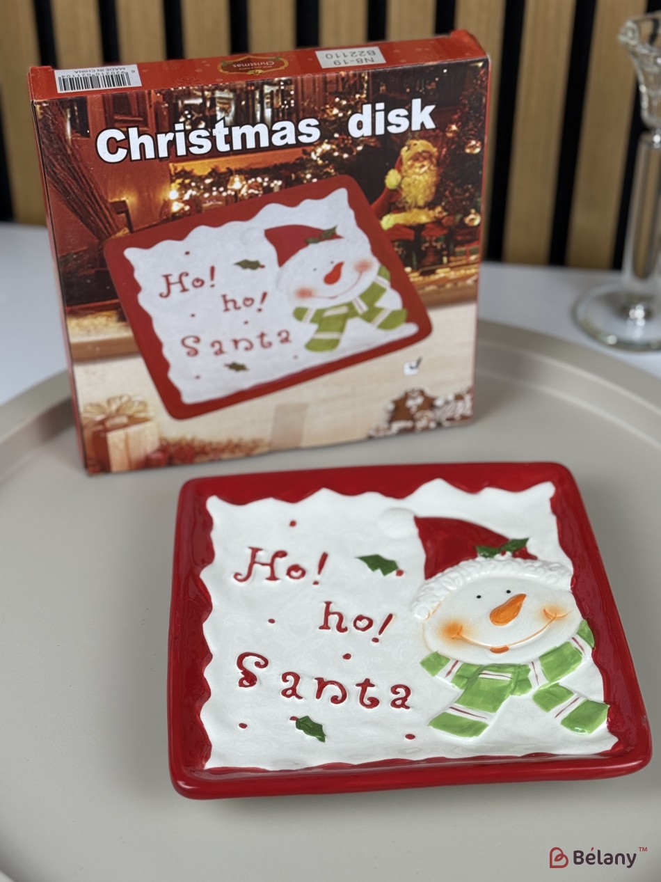 Christmas Plate "Ho-ho Santa #2" white, 19/19/2 | 2