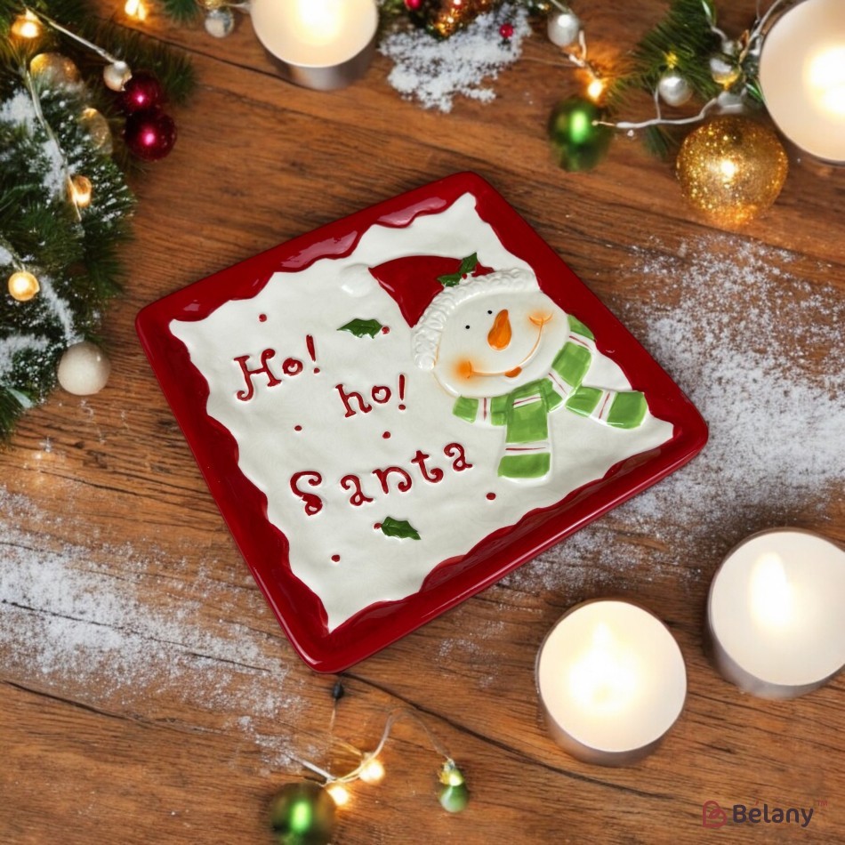 Christmas Plate "Ho-ho Santa #2" white, 19/19/2 | 3