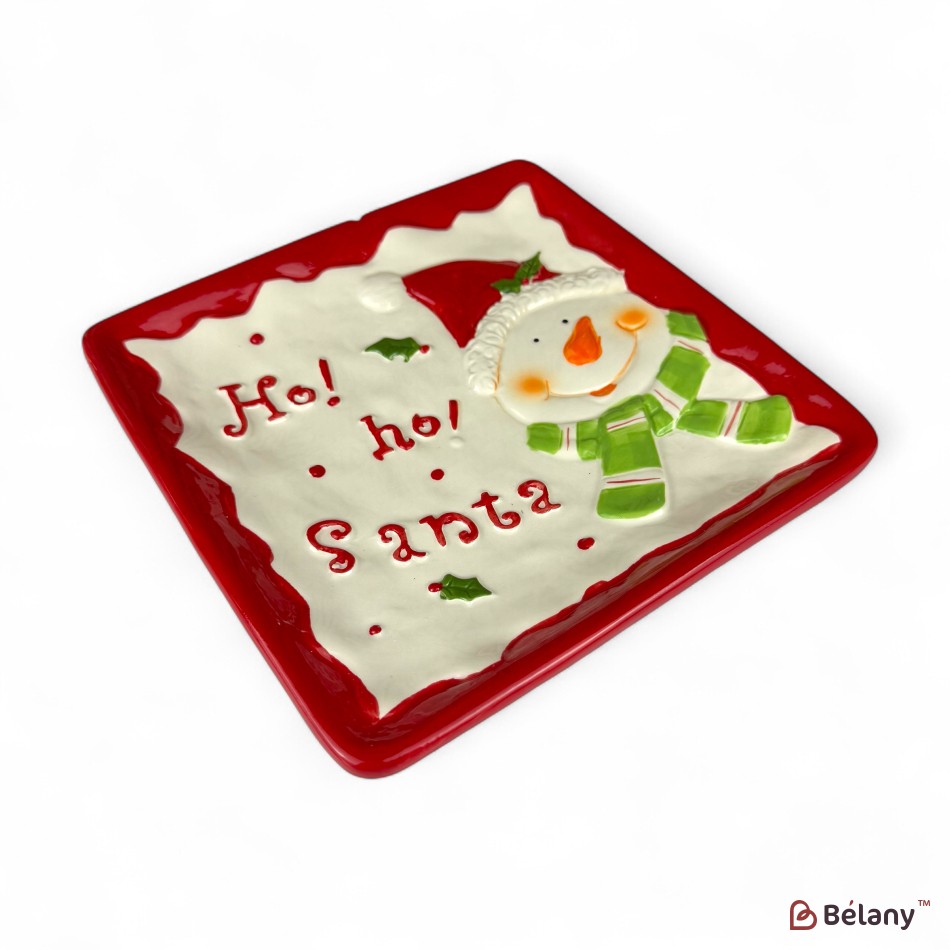 Christmas Plate "Ho-ho Santa #2" white, 19/19/2 | 5