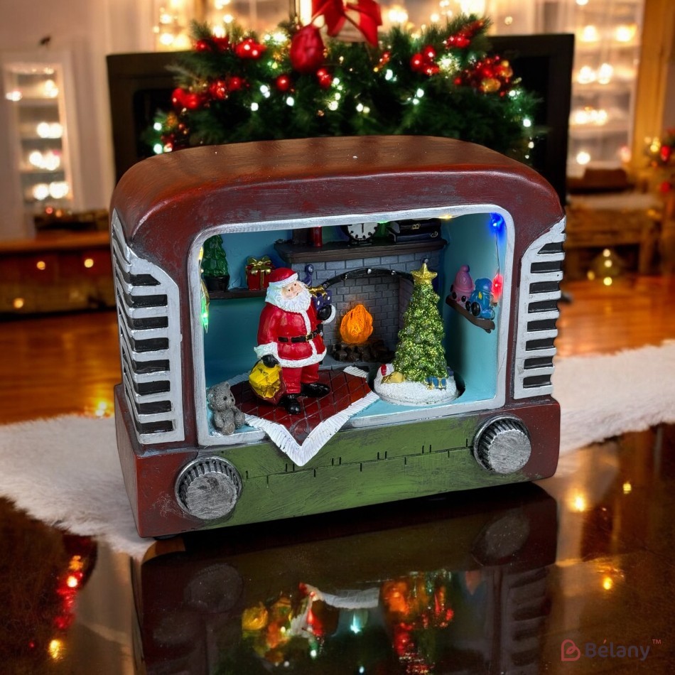 Christmas figurine "Radio"Music, light, USB, 3 pcs AA batteries | 2