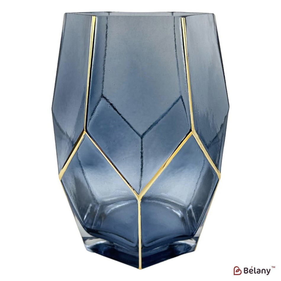 Vaza de sticla "Poly M" albastra