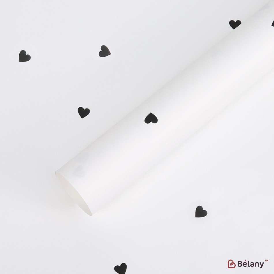 Celofan „Hearts” alb cu negru #111